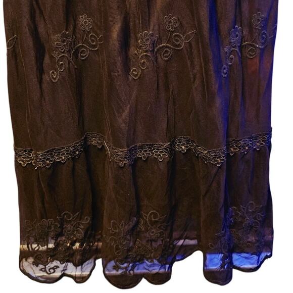 rancho Estancia black floral lace dark fairy whimsy goth dress size m - Picture 4 of 7